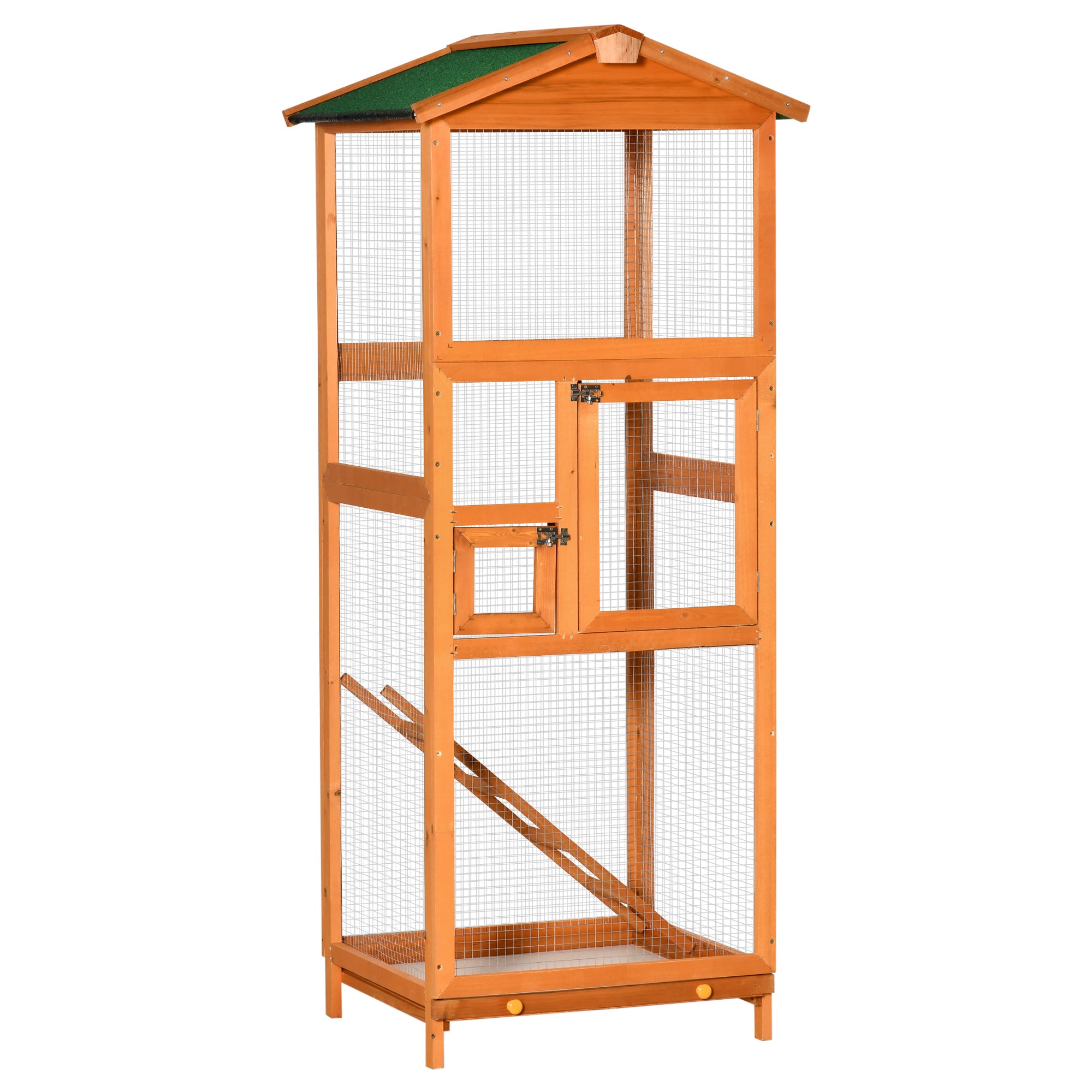 Image of Voliera Gabbia per Uccelli da Esterno 68x63x165 cm in Legno Arancione