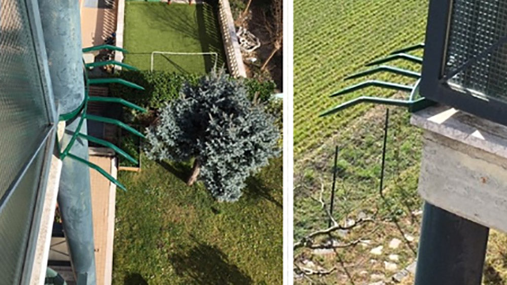 Barriera Antintrusione con Punte in Acciaio 49x25 cm per Balconi Muri di Cinta Marrone...