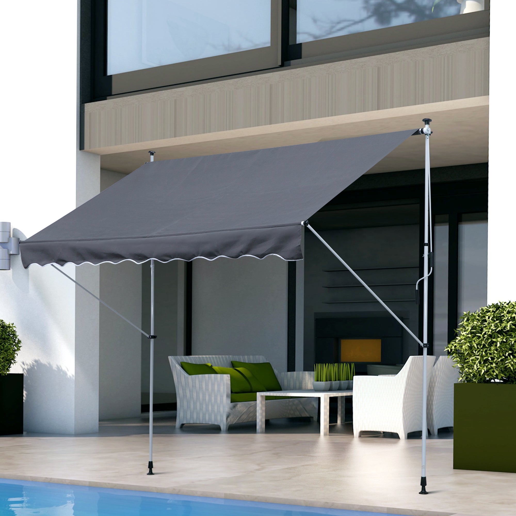 Tenda da Sole a Muro 300x150 cm in Metallo e Poliestere Grigio...