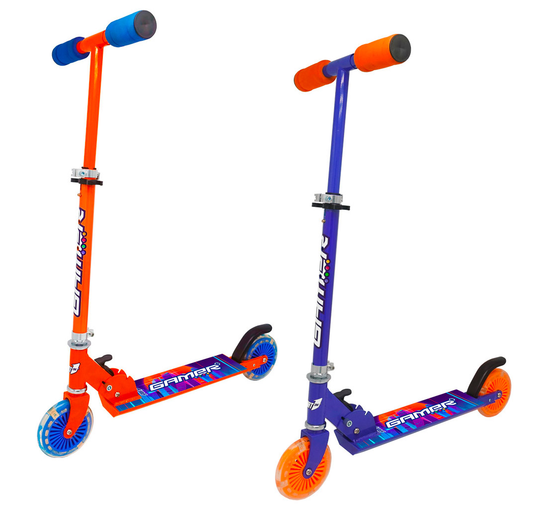 Image of Monopattino 2 Ruote Pieghevole per Bambini Ruote 120 mm con Luci Arancione o Blu