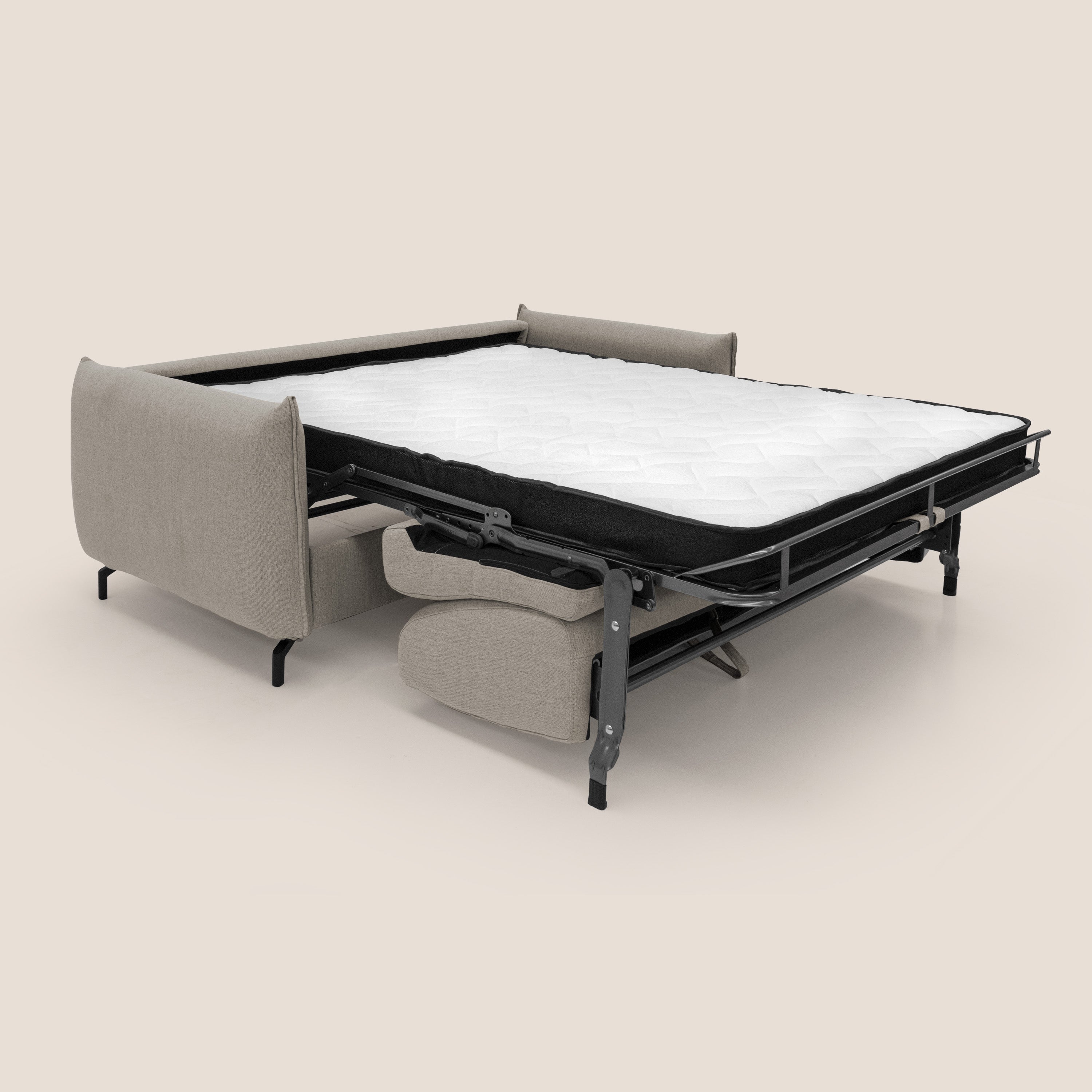 Divano Letto 3 Posti 215x95x96 cm in Tessuto Beige