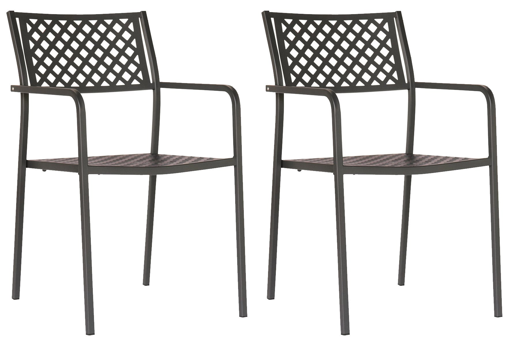 Set 2 Sedie da Giardino 54x58x84 cm in Acciaio con Braccioli RD Italia Lola Antracite