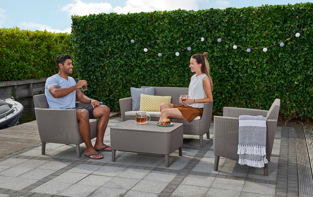 Set da Giardino Divano 2 Poltrone e Tavolino in Resina Keter Salemo Lounge Cappuccino...