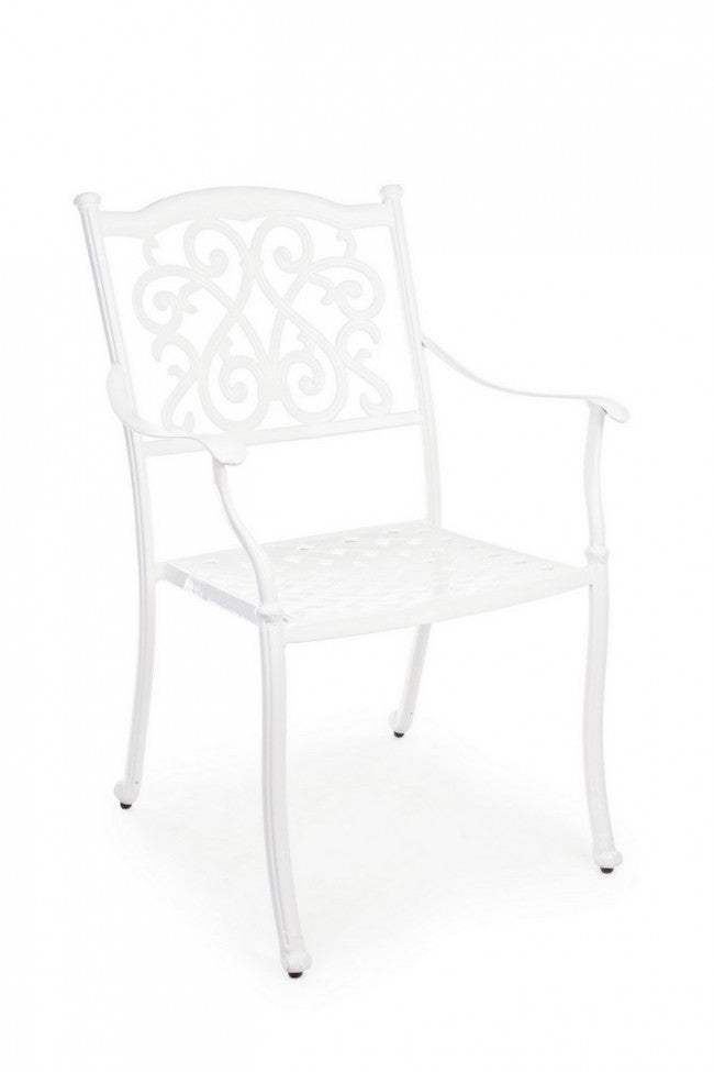 Set 4 Sedie da Giardino 65x60x92h cm con Braccioli Ivrea Bianco...