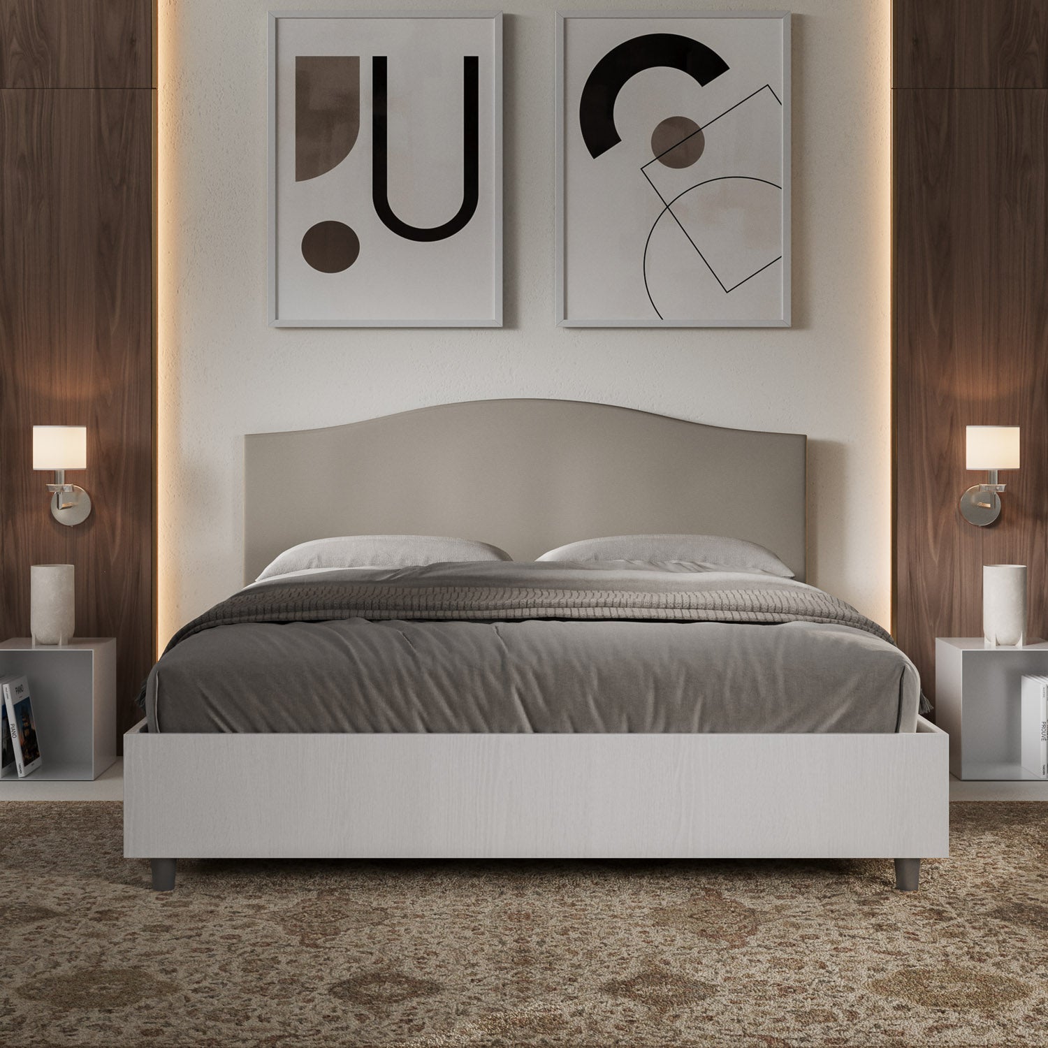 Letto Matrimoniale 160x200 cm Senza Rete Grace Tortora...