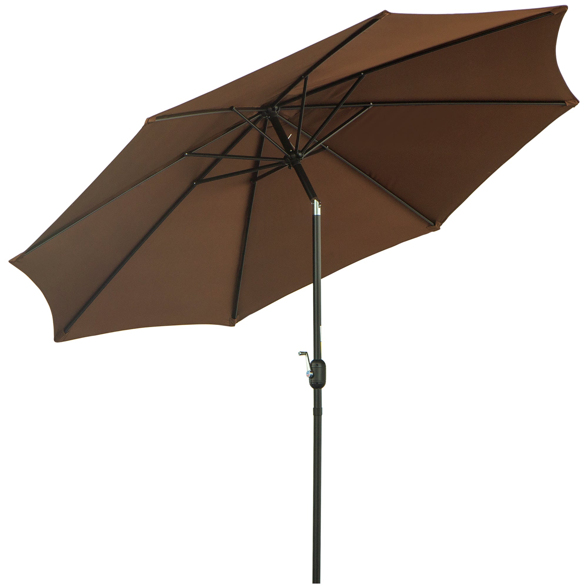 Ombrellone da Giardino 3x2.45 m Palo Ø38 mm in Acciaio Inclinabile Caffè