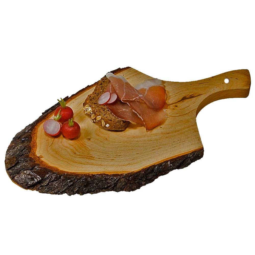 Tagliere Ovale In Legno Corteccia Con Manico 35x14cm Salumi Formaggi Affettati...