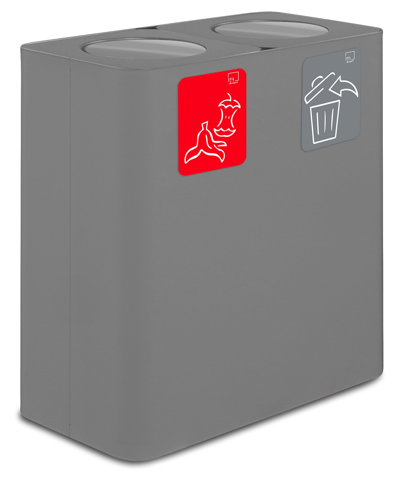 Pattumiera Sistema di Raccolta Rifiuti 77x38xh80 cm in Acciaio 3 Scomparti Grigio...