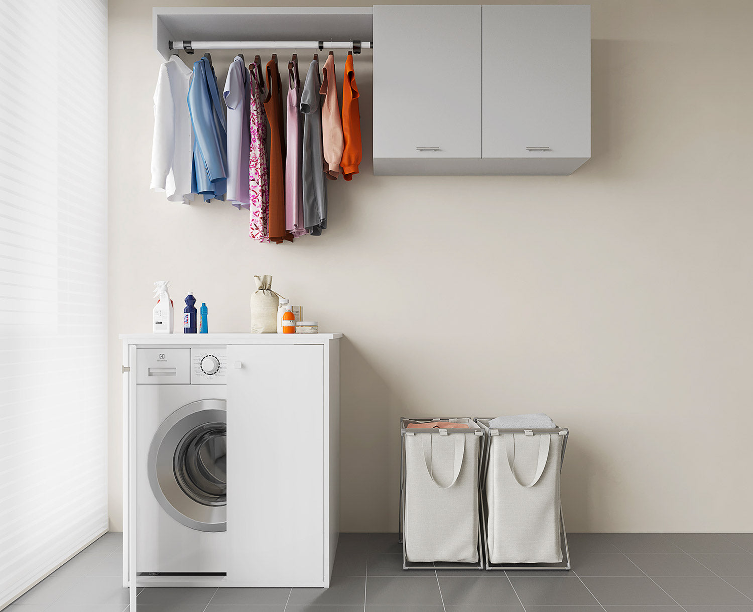Coprilavatrice da Esterno in PVC 77x71x93,5 cm 2 Ante Forlani Laundry XXL Bianco
