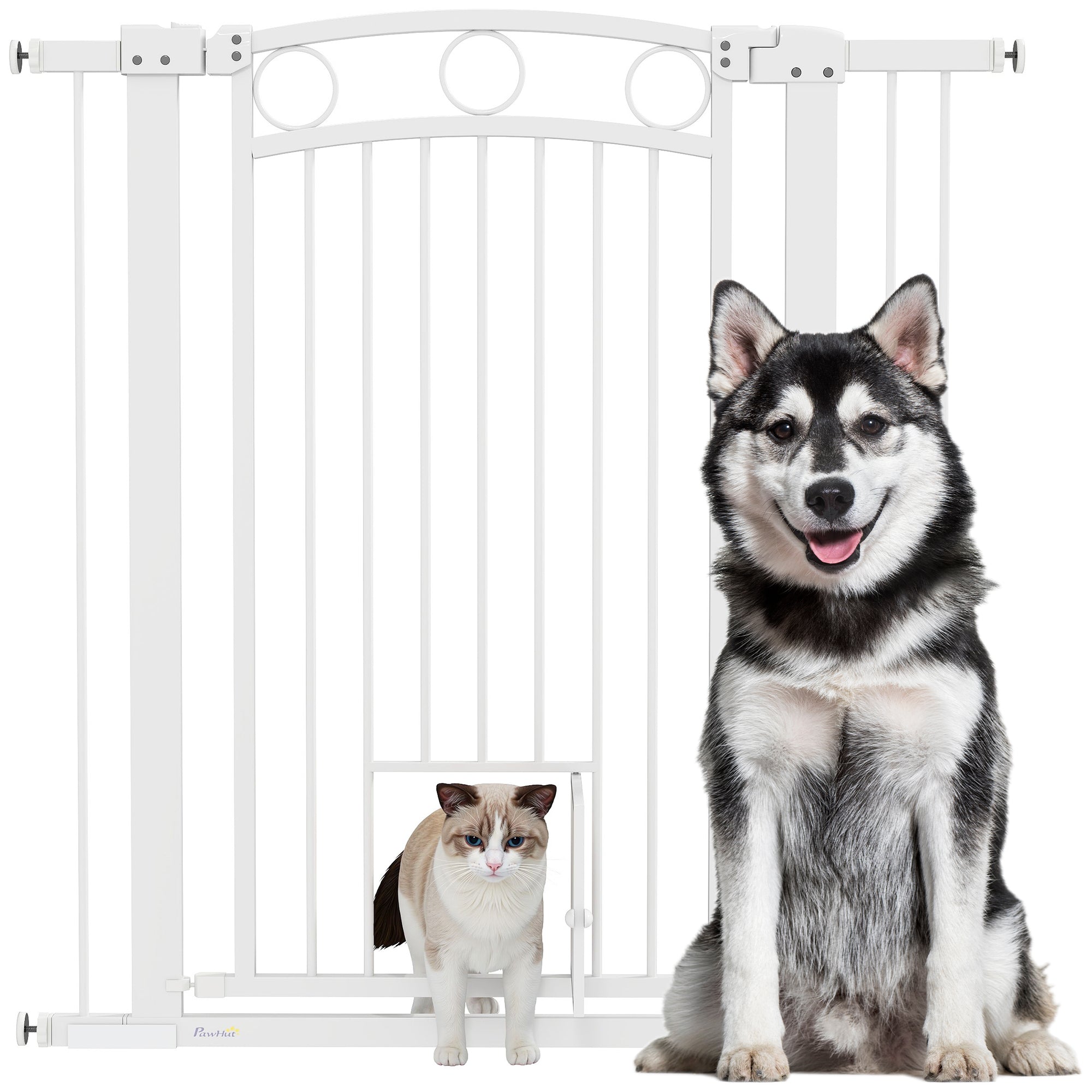 Image of Cancelletto di Sicurezza con 2 Estensioni 76-104 cm Cancelletto Alto 106 cm Bianco