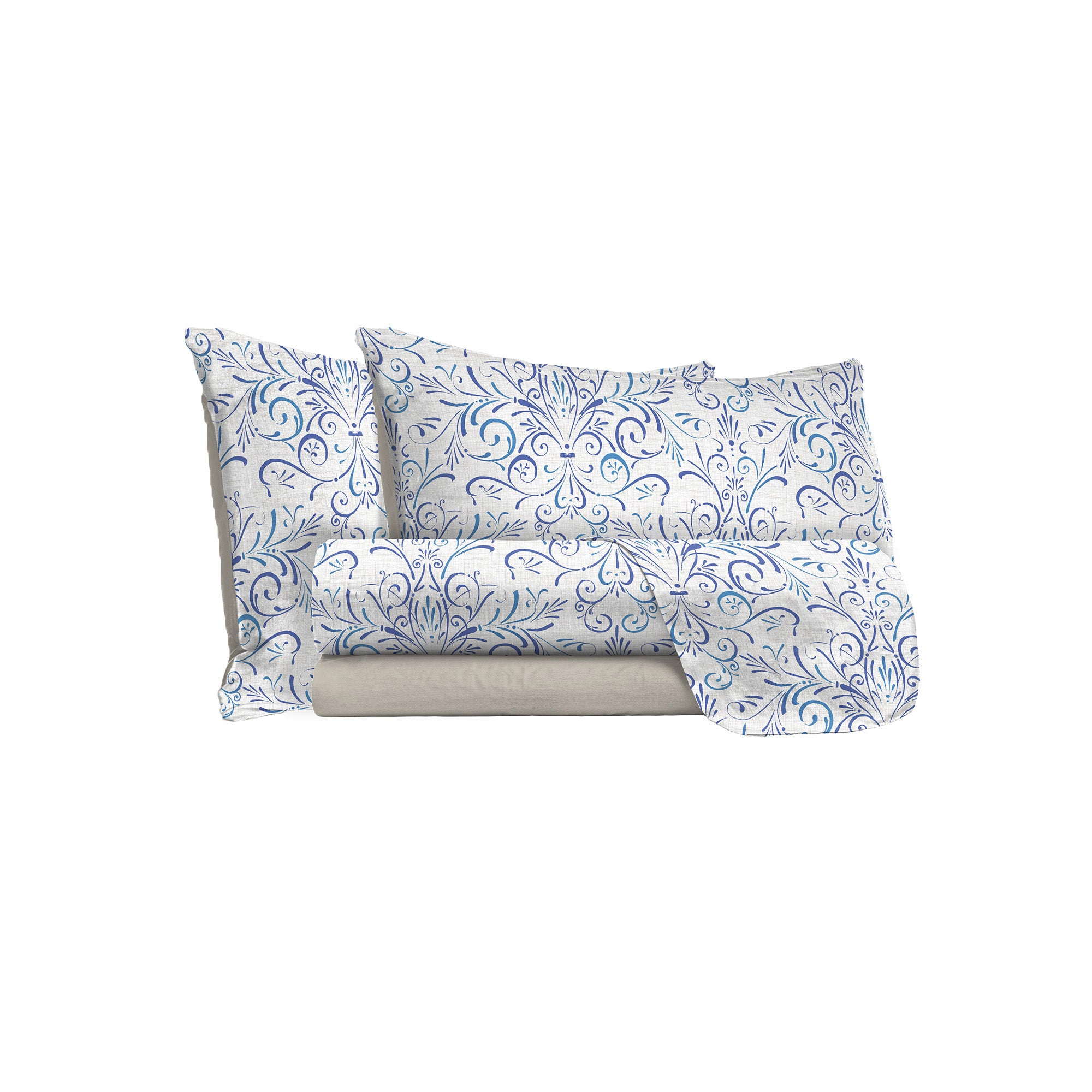 Set Lenzuola Matrimoniale con Stampa Sopra Sotto e Federe Ornato Tex 