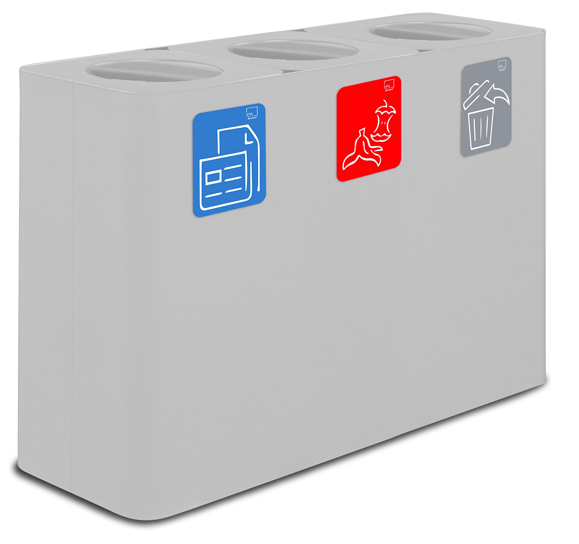 Pattumiera Sistema di Raccolta Rifiuti 115x38xh80 cm in Acciaio 3 Scomparti Bianco...