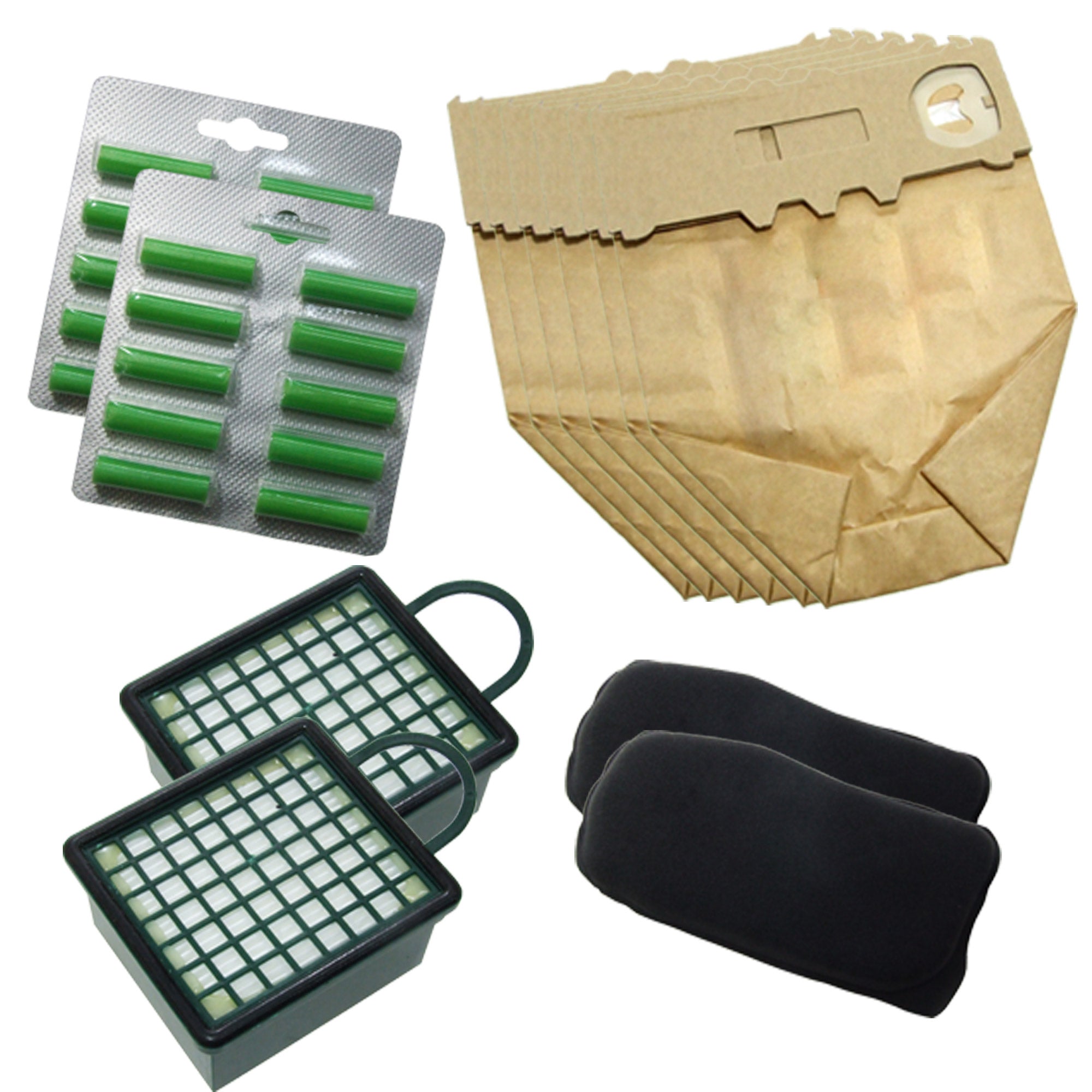 Kit Ricambi 12 Sacchetti 20 Profumini 2 Microfiltri Hepa 2 Filtri Odo Compatibili Folletto VK130 VK131...