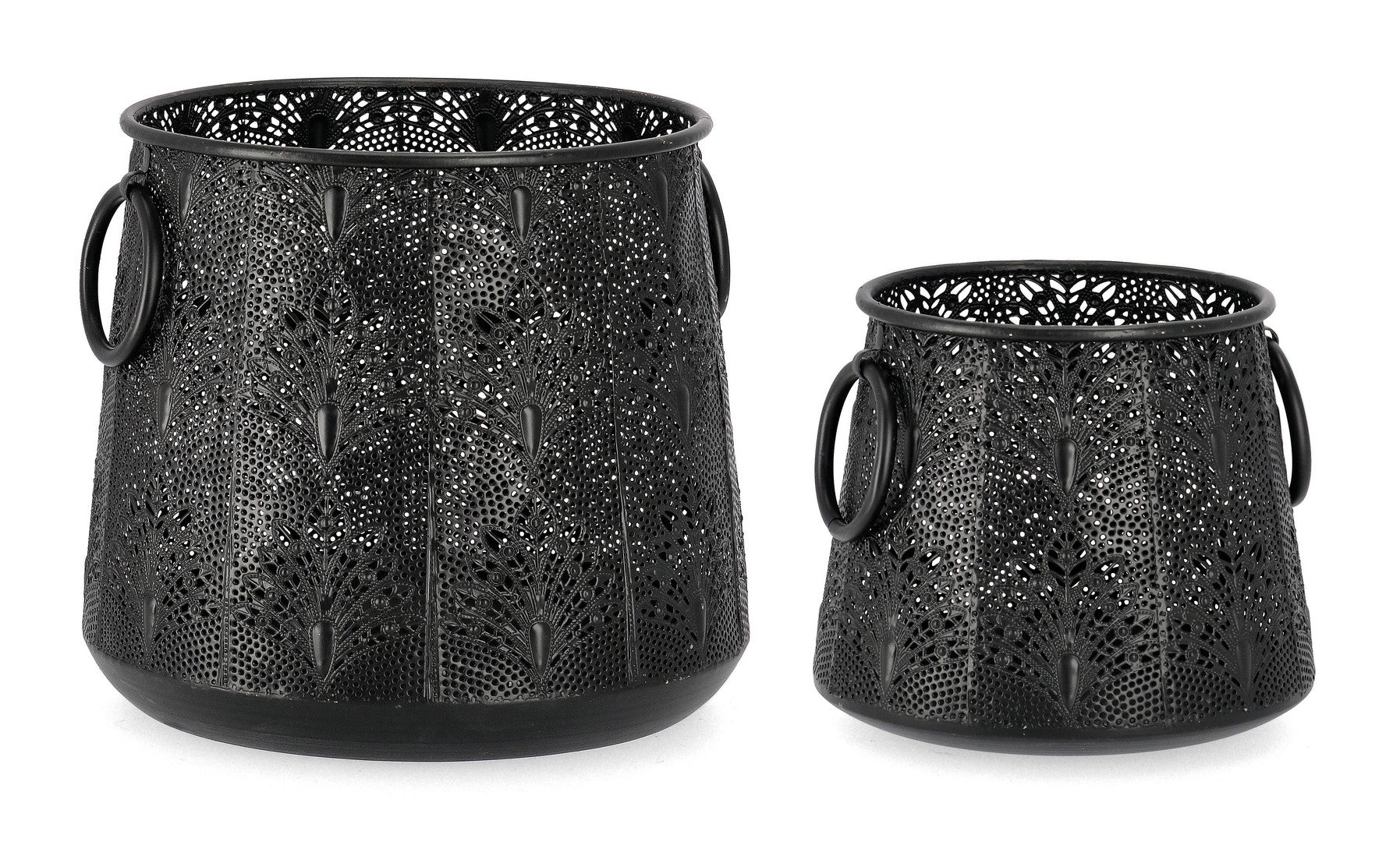 Image of Set 2 Lanterna in Metallo Larjam Nero