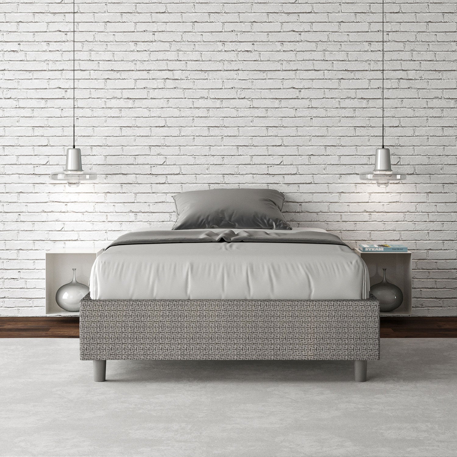 Letto 1 Piazza e Mezzo Sommier 120x200 cm Senza Rete Azelia Labirinto 02 Grigio...