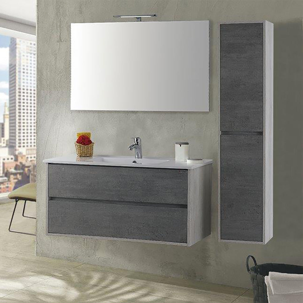 Mobile da Bagno Sospeso con Colonna Mazzoni Maiorca Plus Bianco Cemento P18x70 cm...