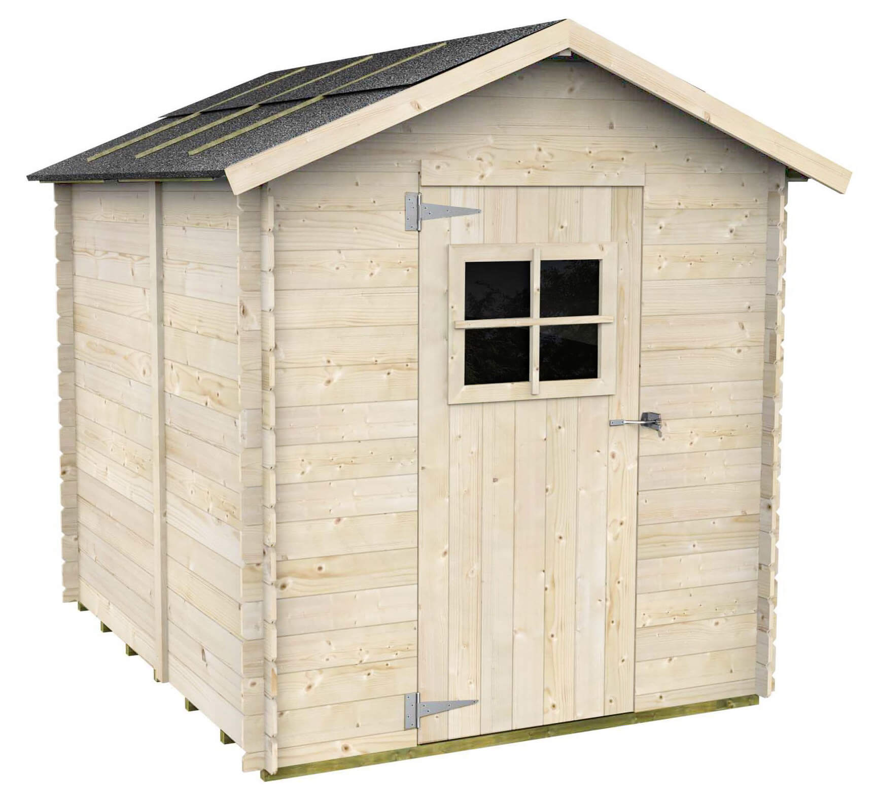 Casetta Box da Giardino per Attrezzi 178x218 cm con Porta Finestrata in Legno Naturale...