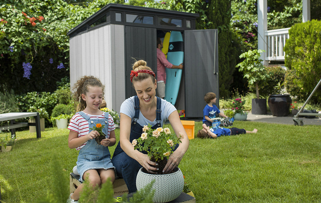 Casetta da Giardino Porta Attrezzi 214x218x226 cmin Duotech Keter Artisan 7x7 Grigia...