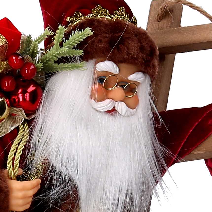 Babbo natale in tessuto bordeaux su scala cm xh45...