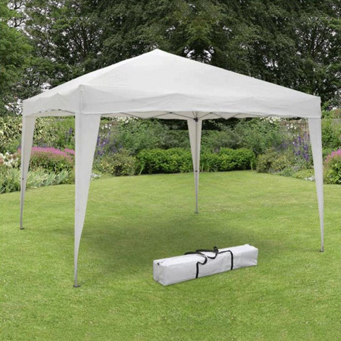 Gazebo Pop Up Pieghevole 3x3 M Richiudibile Struttura in Acciaio Tessuto Bianco...