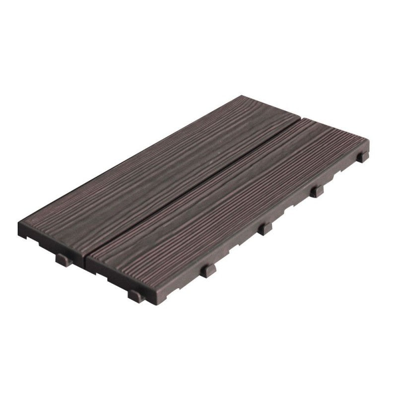 Set 14 Piastrelle Autobloccanti in Plastica Effetto Legno 37,7 x 18,6 cm da Interno o Esterno...