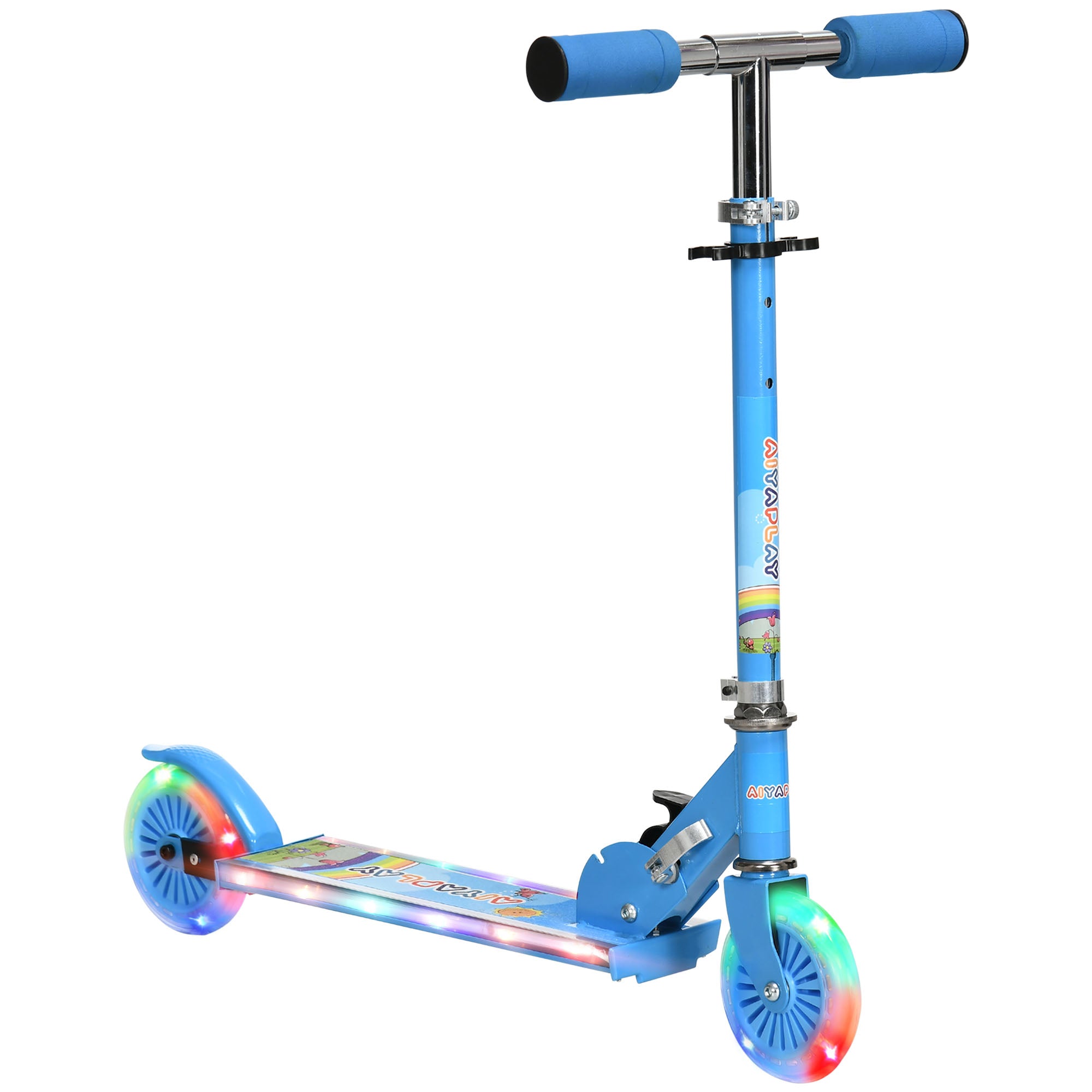 Image of Monopattino Pieghevole per Bambini 2 Ruote Altezza Regolabile 65-78 cm Blu