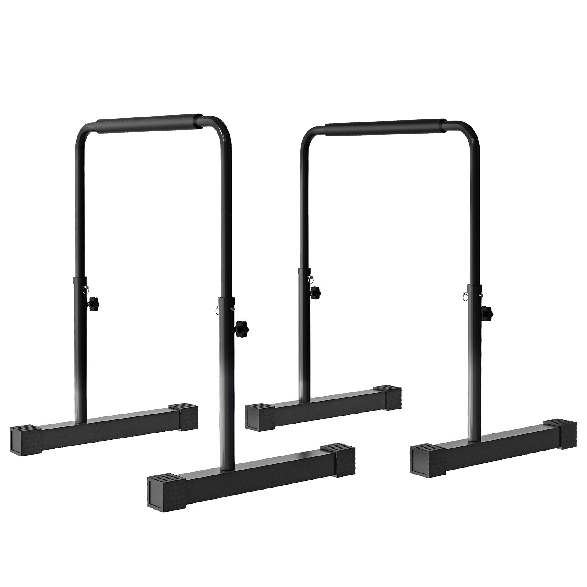 Image of Set 2 Barre per Dip Parallele 4 Altezze Regolabili 70x50x80-105 cm Maniglie Antiscivolo in Acciaio Nero