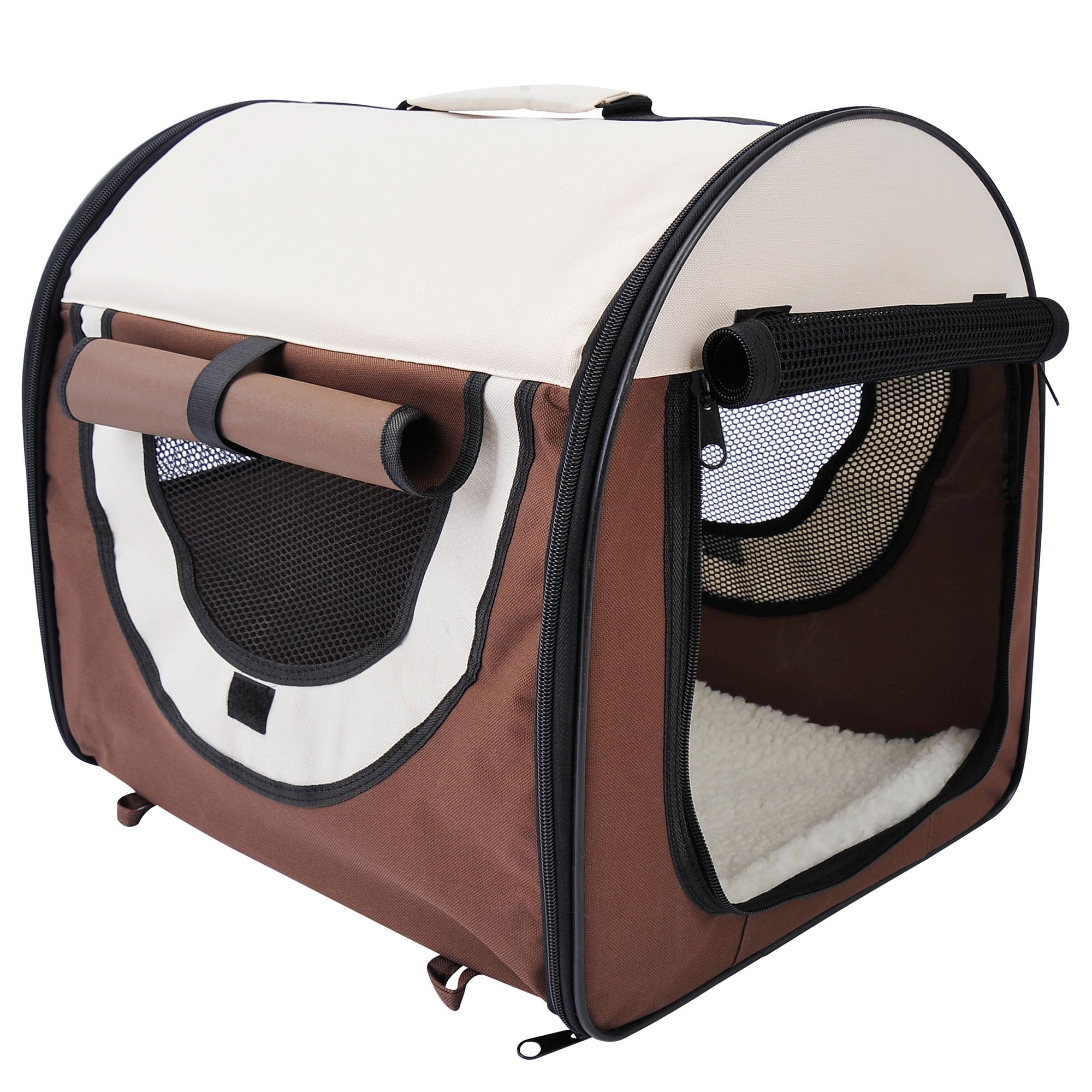 Trasportino per Cani e Gatti Pieghevole Caffè 61x46x51 cm