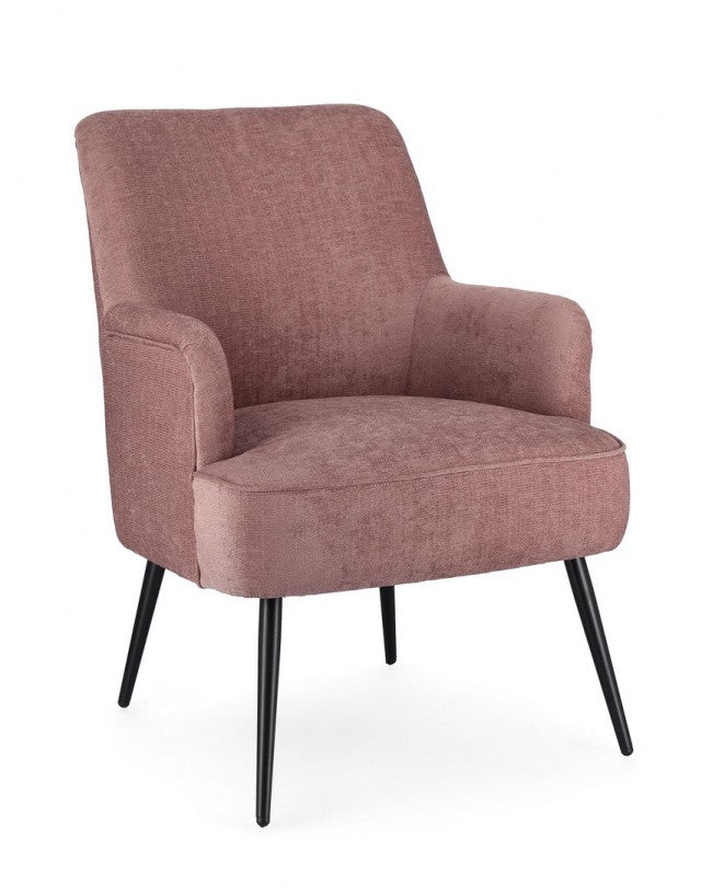 Image of Poltrona Soggiorno 60x67x79 cm Adeline in Tessuto Rose