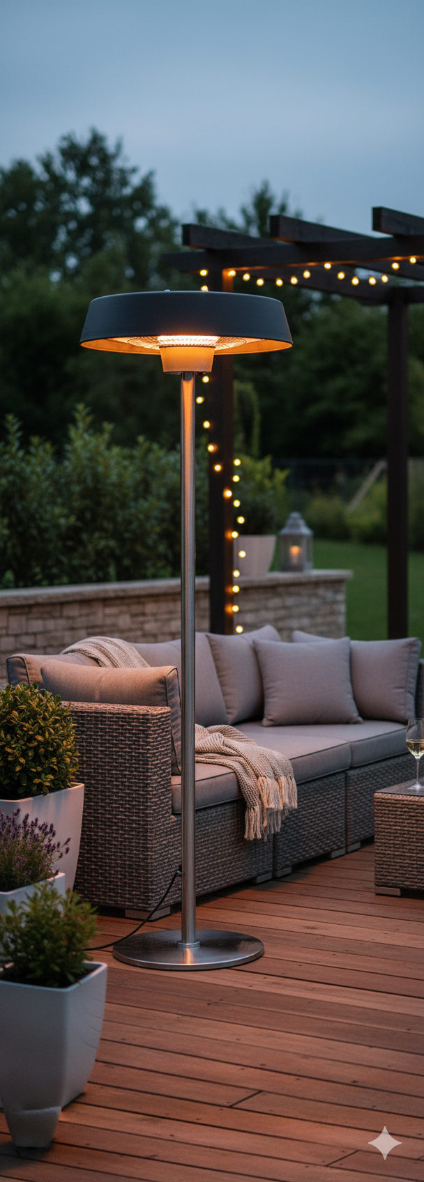 Stufa Elettrica ad infrarossi da Esterno 50x50x200 cm a Piantana 2000W Venus Nero...