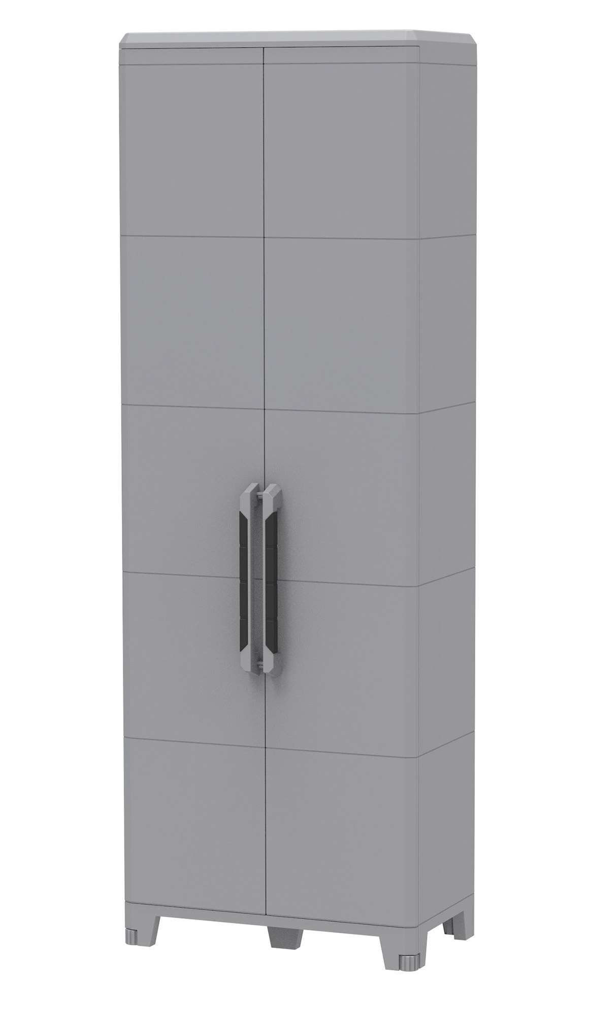 Image of Armadio Portascope Modulare da Esterno 78x43,6x225,8 cm 2 Ante 5 Ripiani in Polipropilene Transforming Grigio e Nero