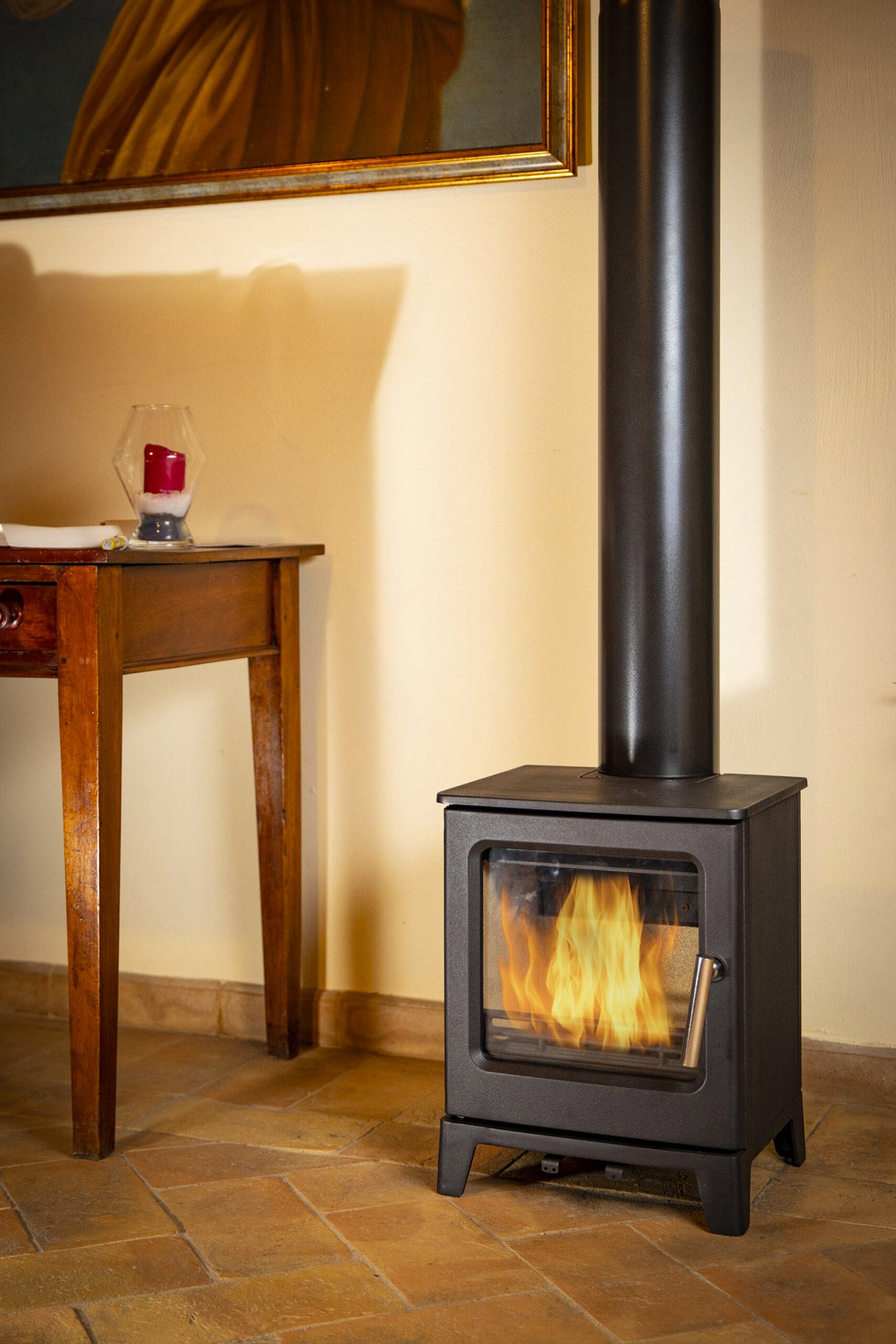 Stufa a Legna in Ghisa 4,3 kW 37,3x36,87x46,4 cm Olga Nera...