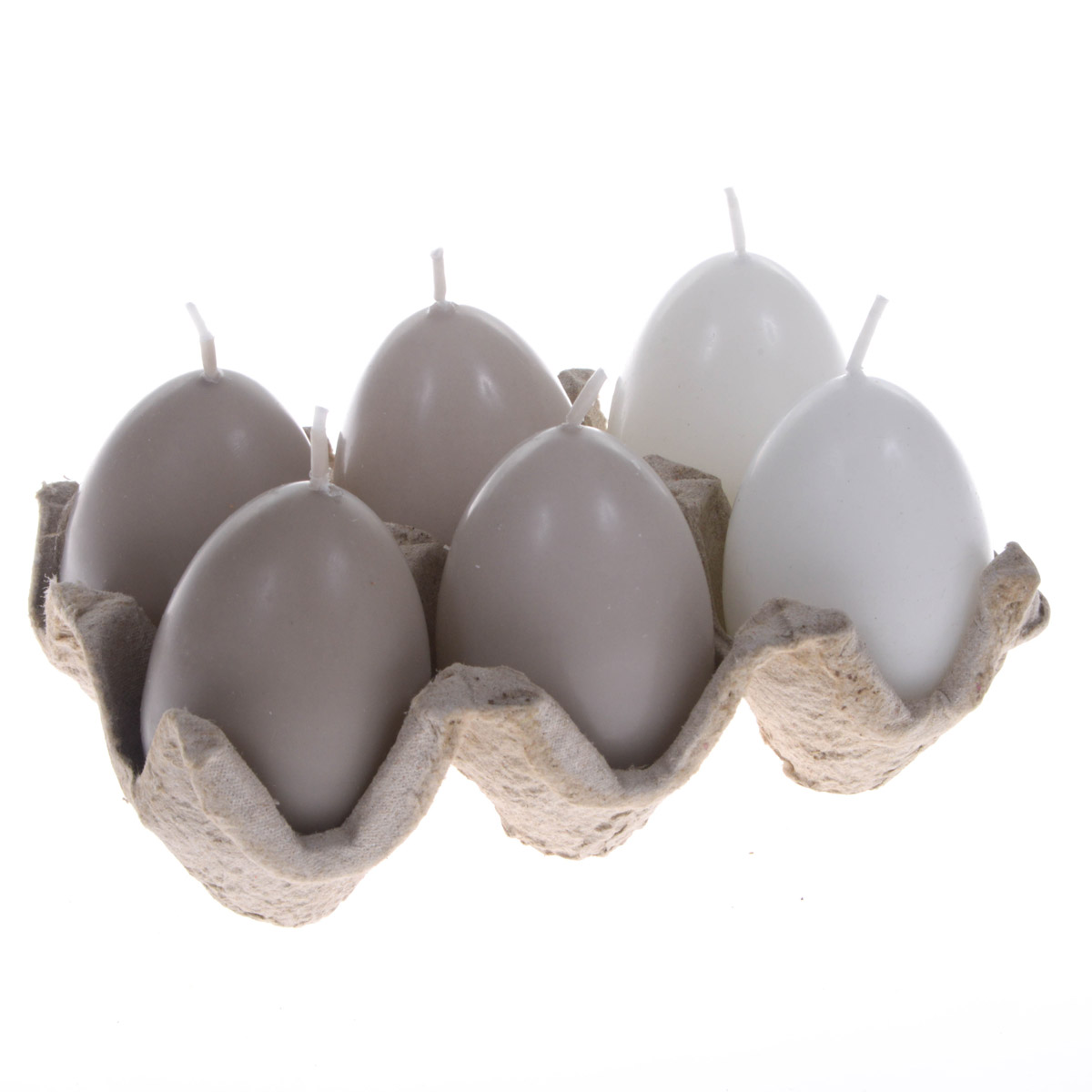 Image of Set 18 Candele a Forma di Uova con Plateau H 7 cm