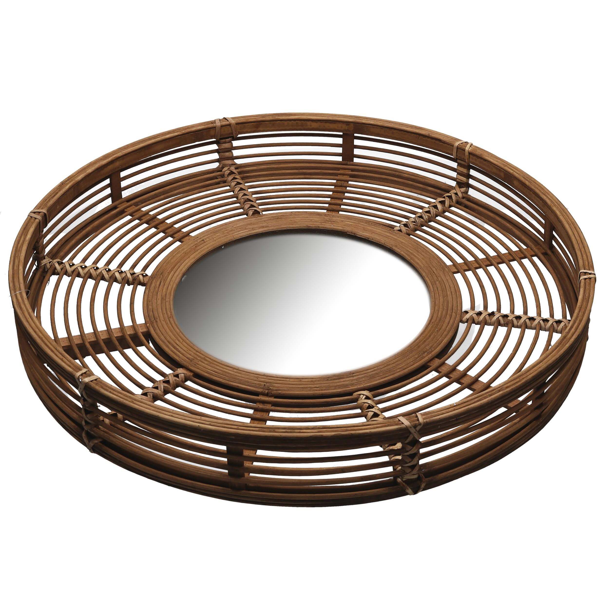 Specchio in legno naturale tondo cm Ø62x8,5...