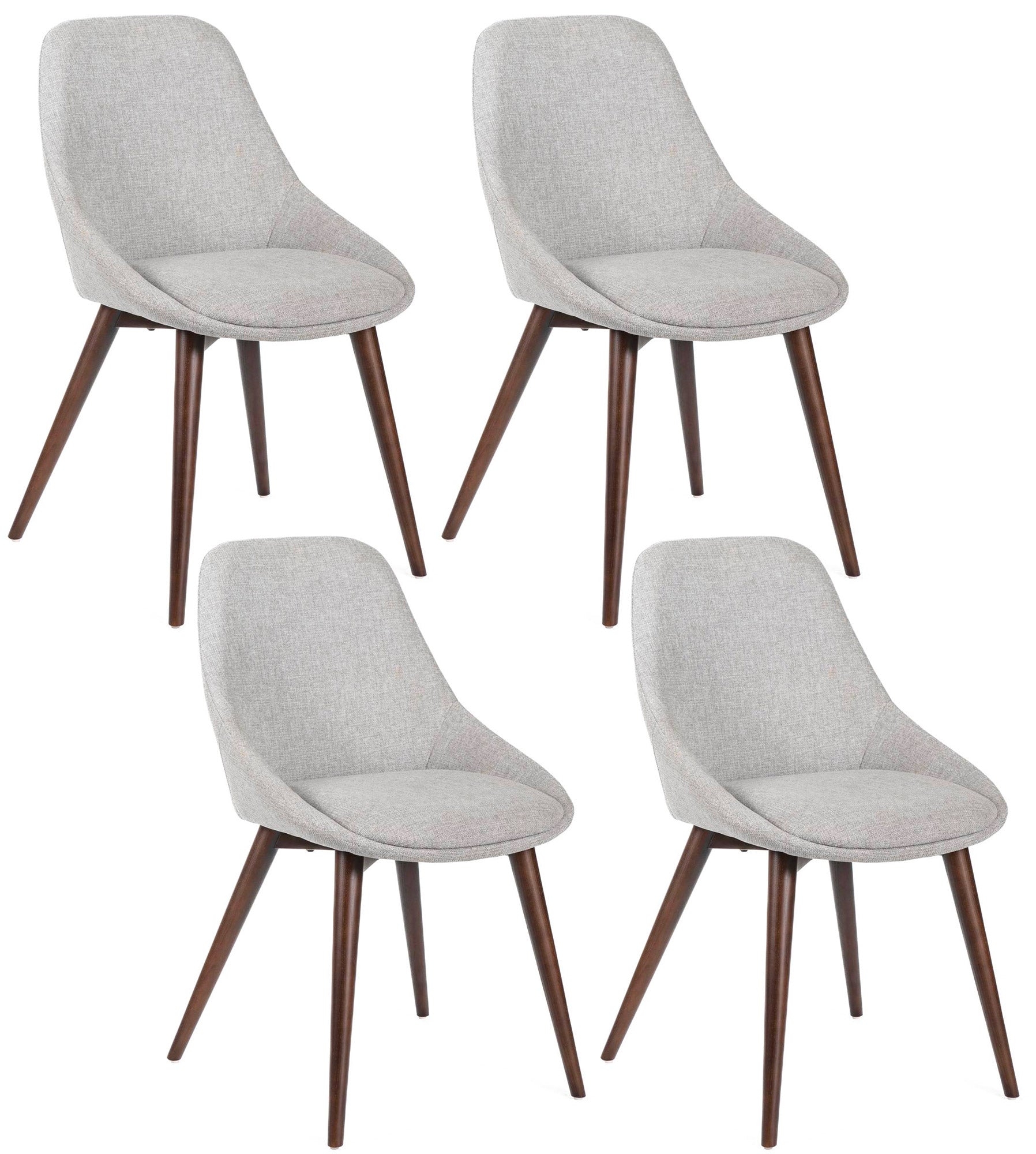 Image of Set 4 Sedie 58x49xH85 cm in Tessuto Astrid Grigio Chiaro