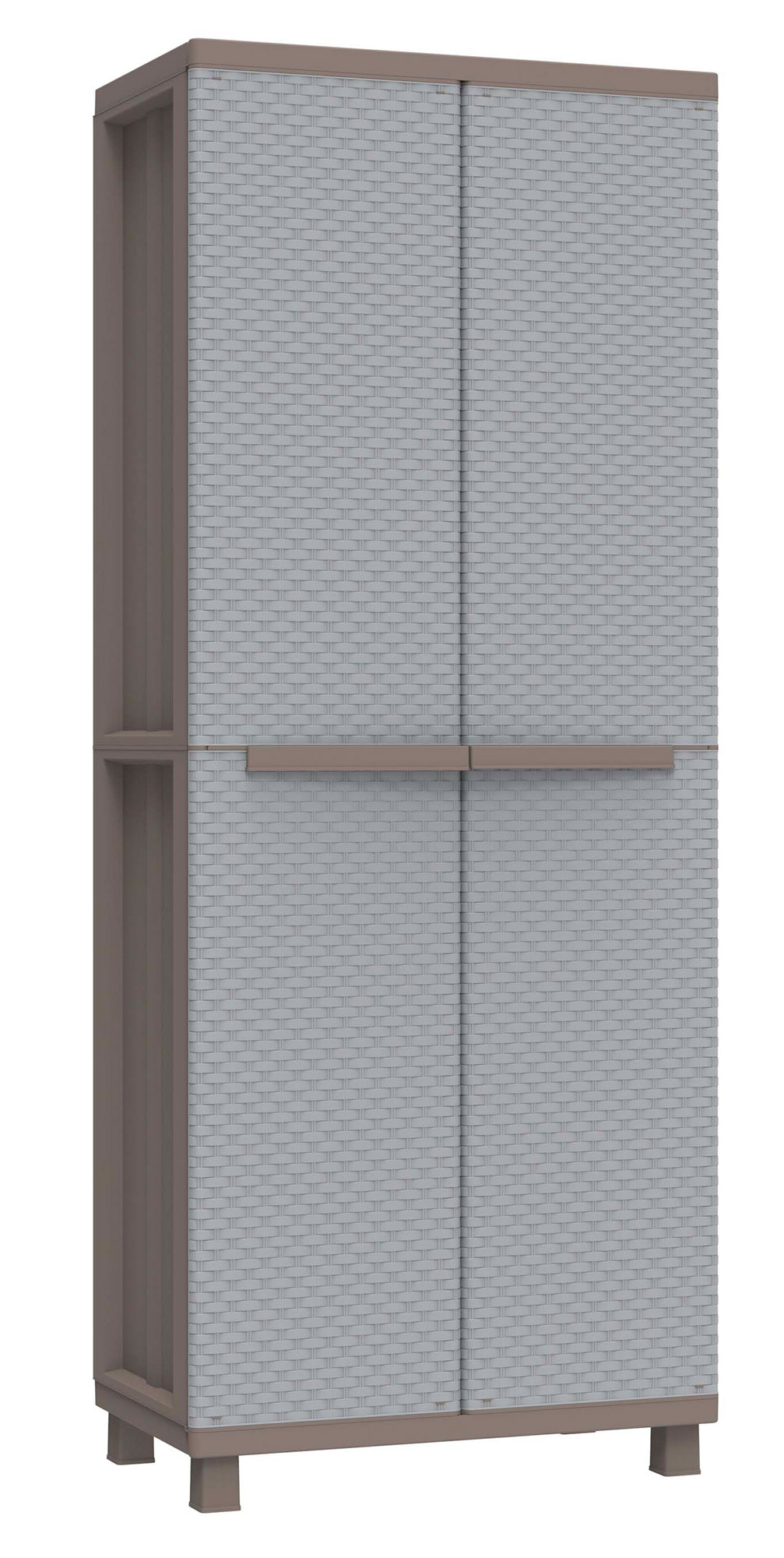 Image of Armadio Modulare da Esterno 68x37,5x170 cm 2 Ante 3 Ripiani in Polipropilene Jrattan Tortora e Grigio