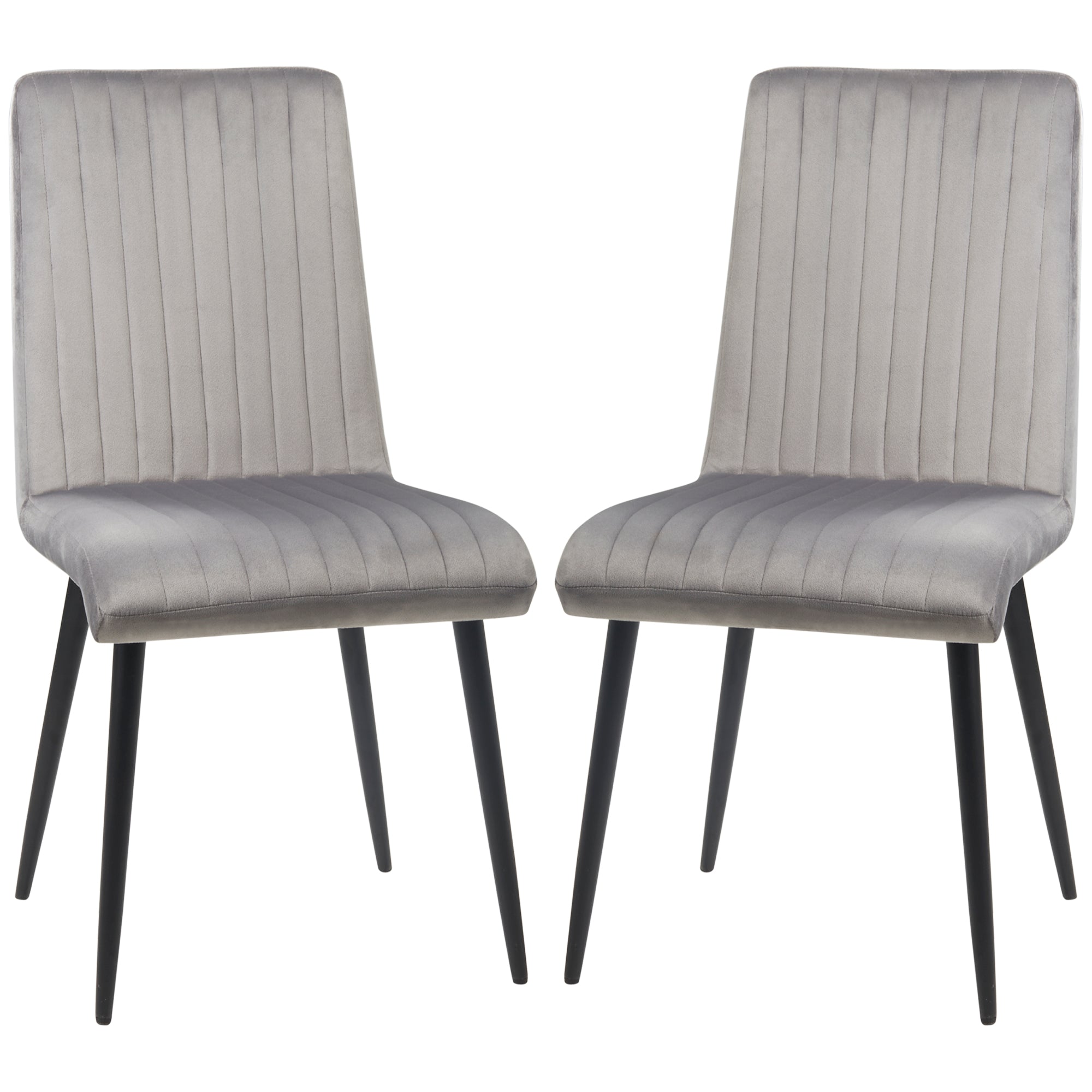 Image of Set 2 Sedie Imbottite 43x58x90 cm in Tessuto Grigio e Nero