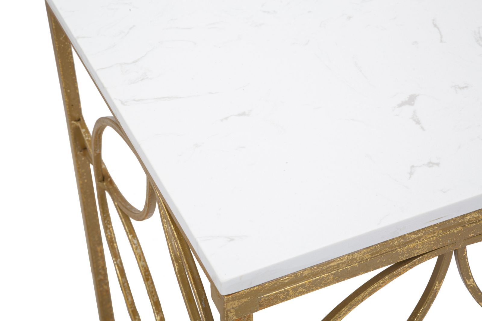 Console Star Marble 120x40x80 cm in Ferro e Marmo Oro e Bianco...