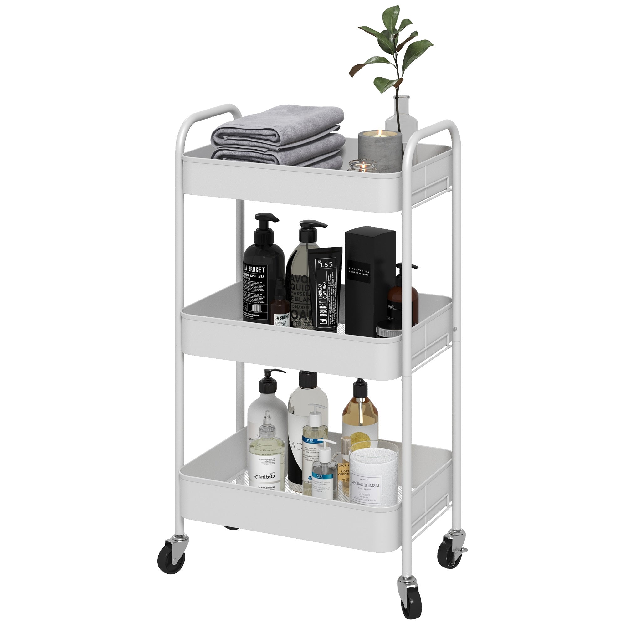 CLIPOP Carrello Portaoggetti A 3 Livelli In Acciaio Inox, Carrello Per Isola Da Cucina, Carrello Portaoggetti (35 X 50 X 75 Cm