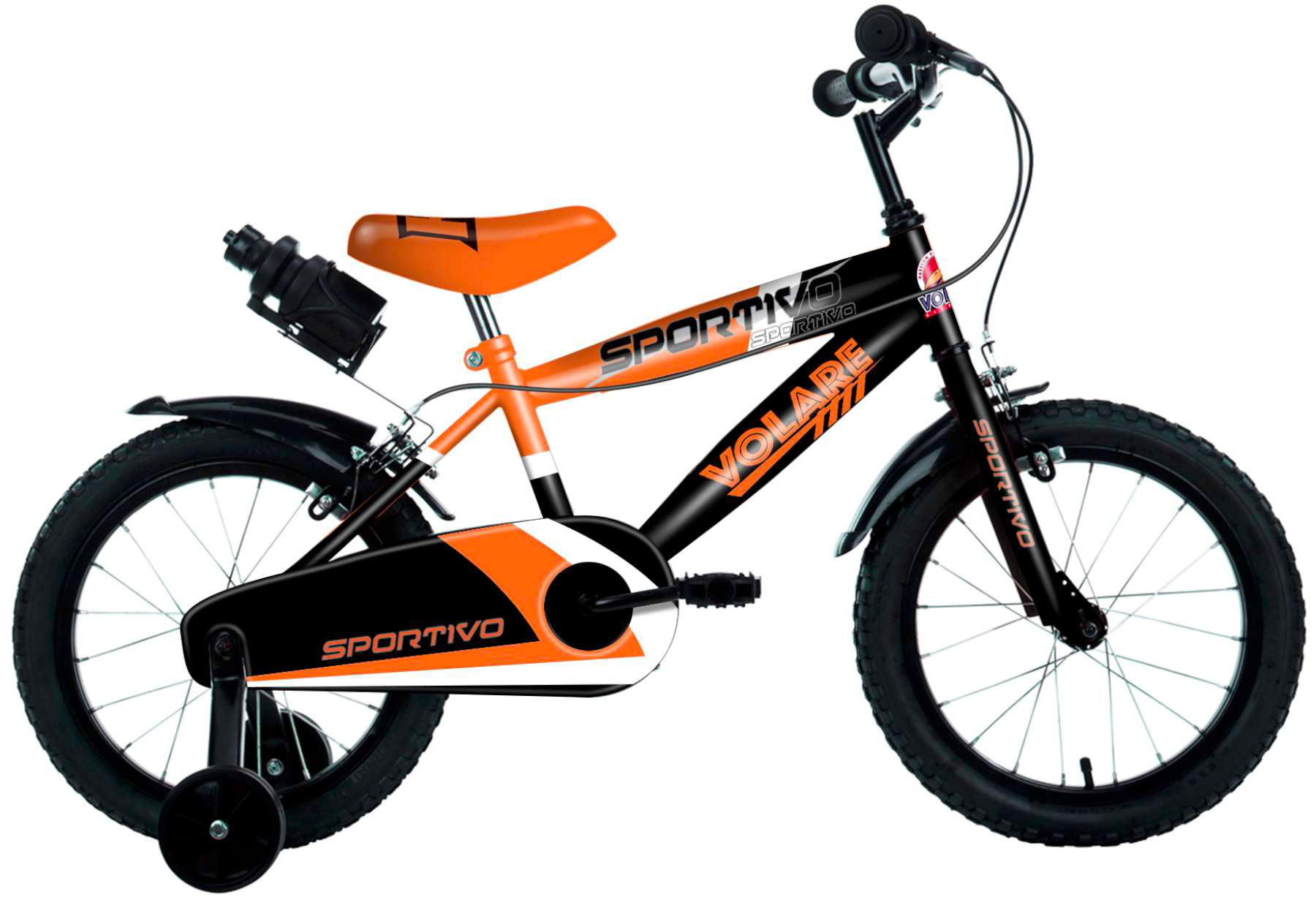Bicicletta per Bambino 16 2 Freni Sportivo Arancio Neon e Nero