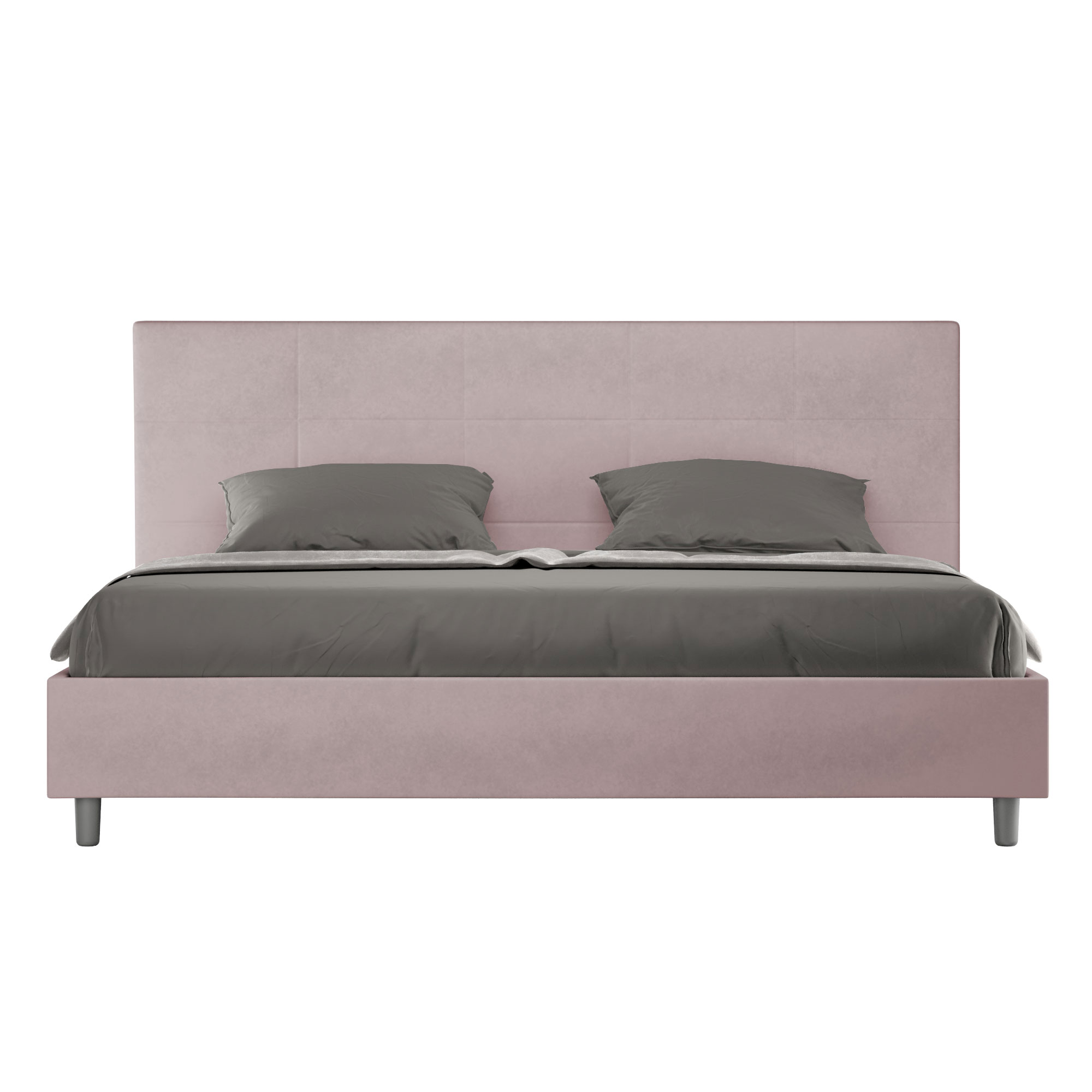 Letto Matrimoniale King Size 170x200 cm con Rete e Contenitore Imbottito in Microfibra Mika Glicine...
