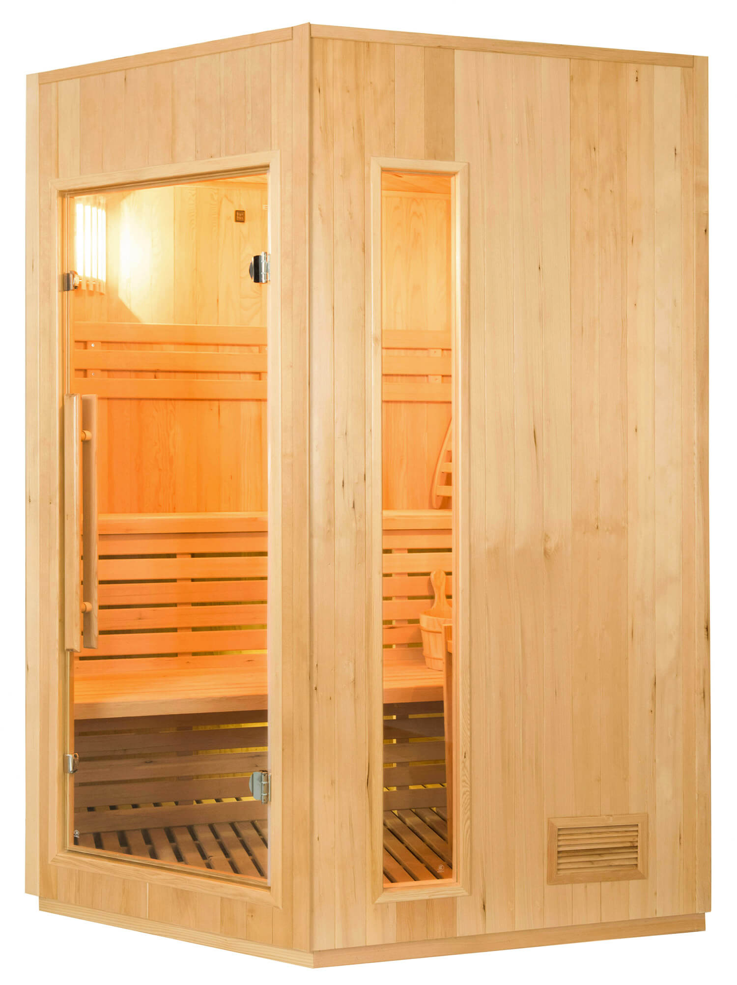 Sauna Finlandese ad Infrarossi 3/4 Posti 150x150 cm H200 in Legno di Abete Zen 3C...