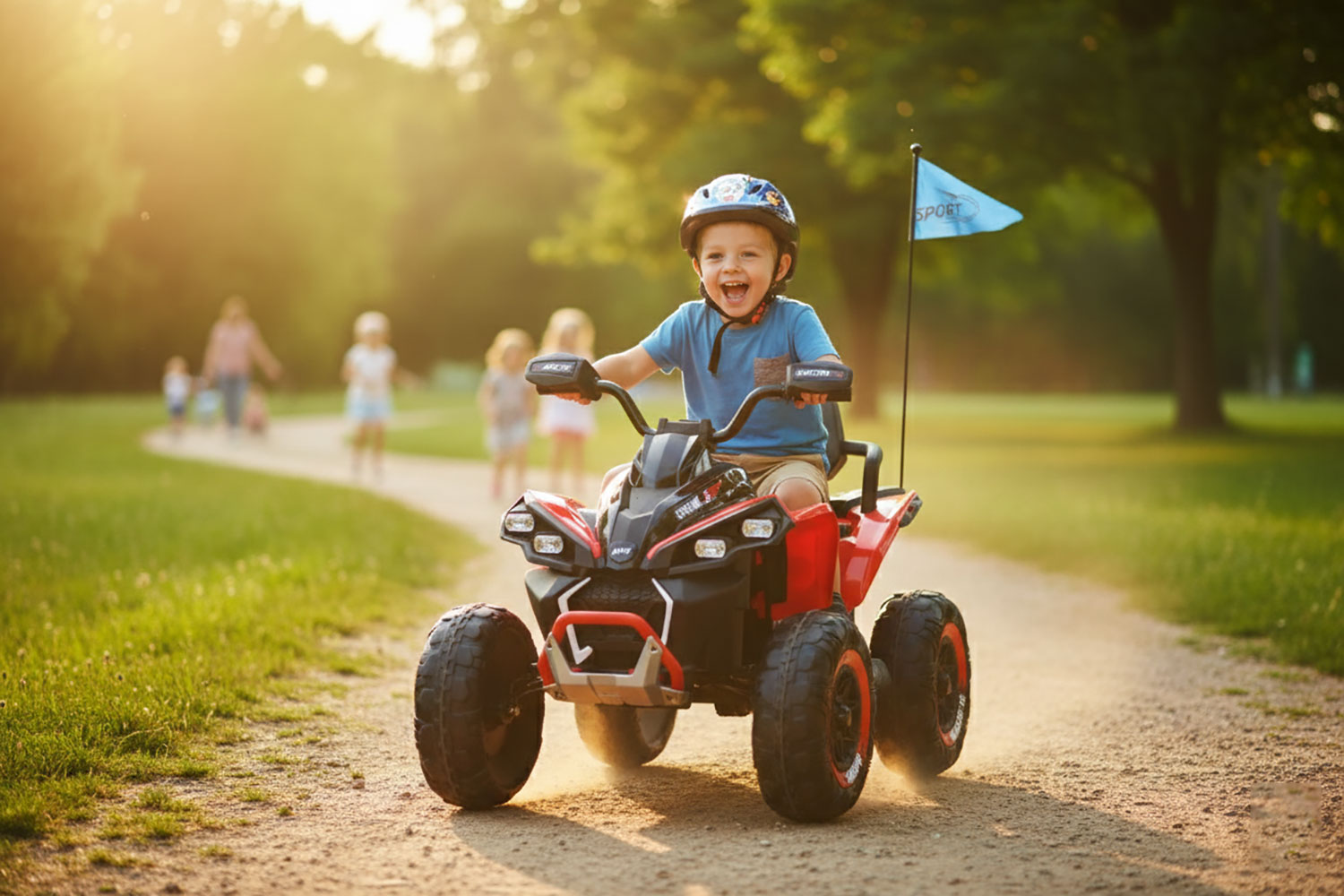 Quad Elettrico per Bambini ATV Safari Gold 24V fino a 60 kg con Telecomando Rosso...