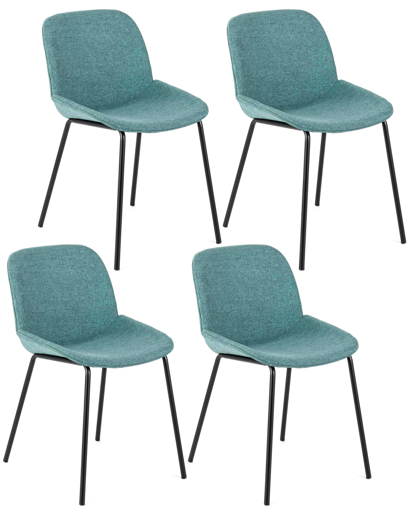 Image of Set 4 Sedie 57x46xH80 cm in Tessuto Eva Acquamarina