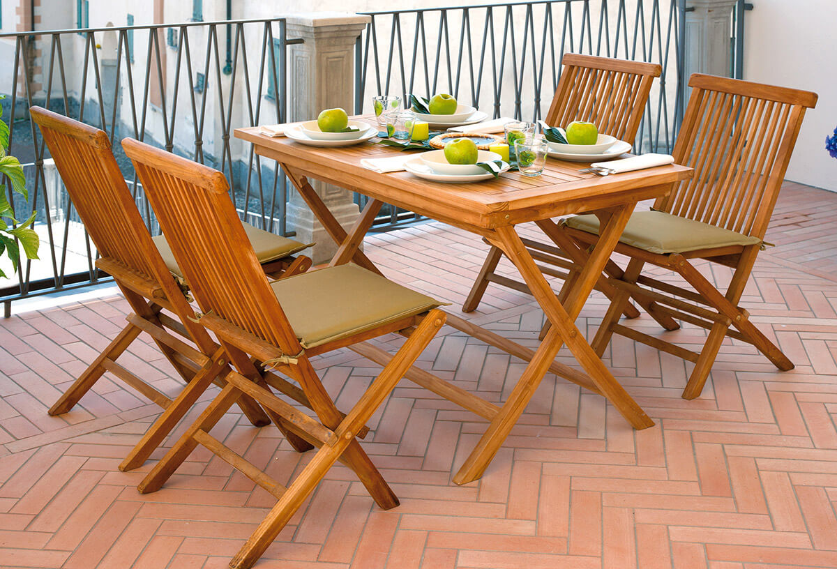 Tavolo Rettangolare Pieghevole da Giardino 120x70 cm in Legno Teak Vorghini Lipari...
