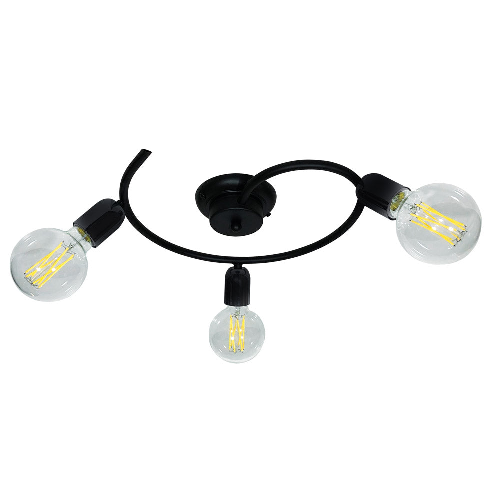 Image of Plafoniera 3xE27 Montatura Verniciata Nero E-Energy Daniela