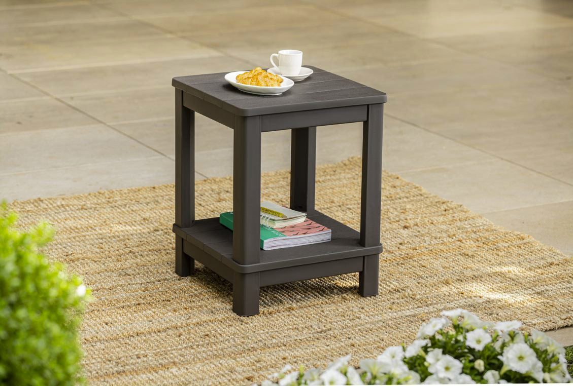 Tavolino da Giardino 40,5x40,5x52 cm in Resina Keter Deluxe Side Antracite...