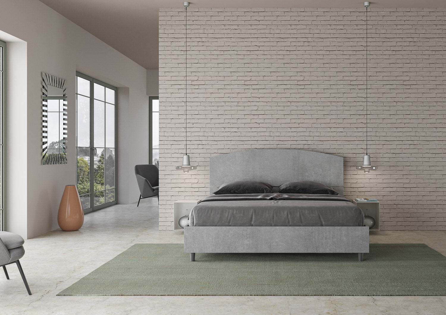 Letto Matrimoniale 160x200 cm Senza Rete Dora Grigio...