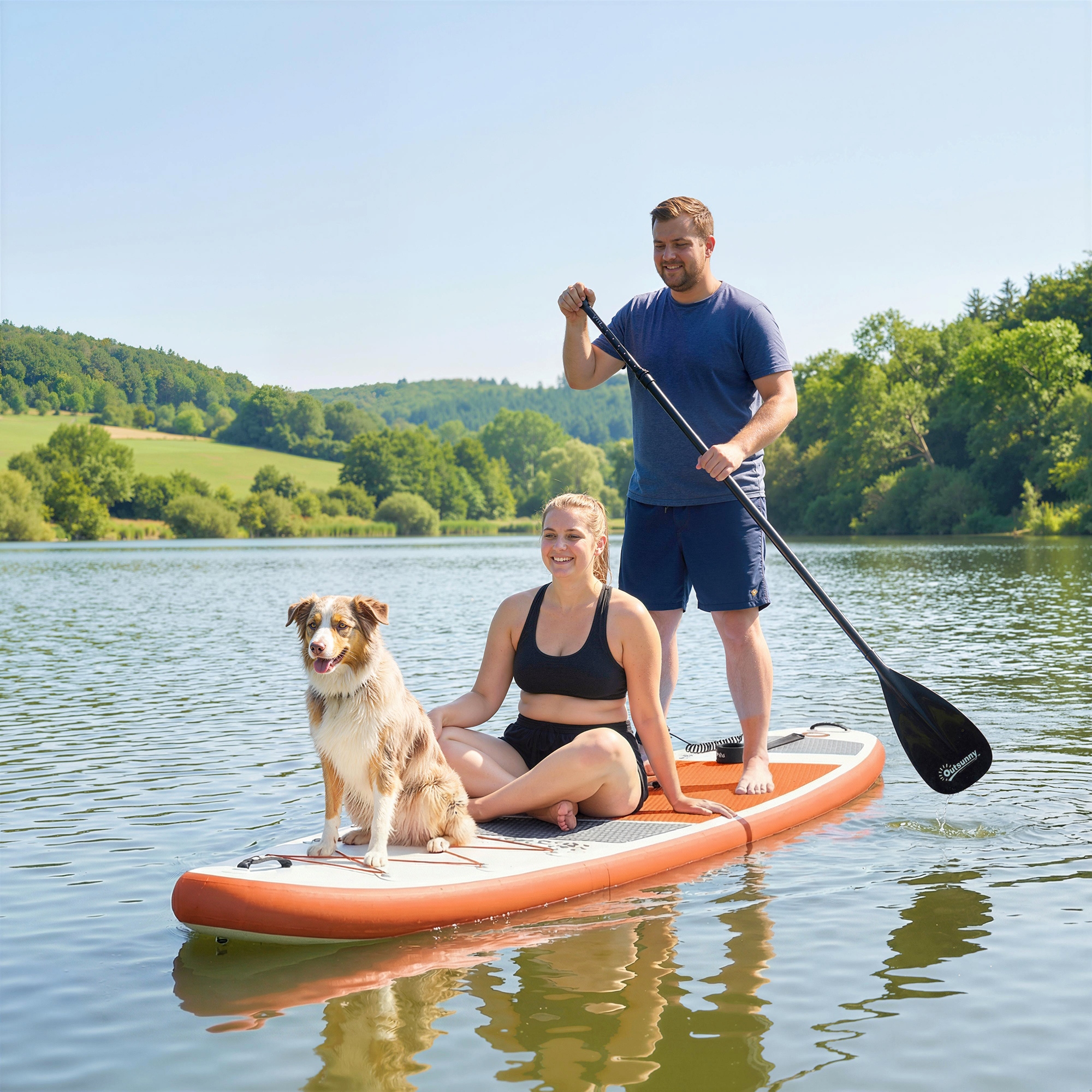 Tavola Sup Gonfiabile 320x82x15 cm Stand Up Paddle Antiscivolo in Plastica ed EVA Arancione...