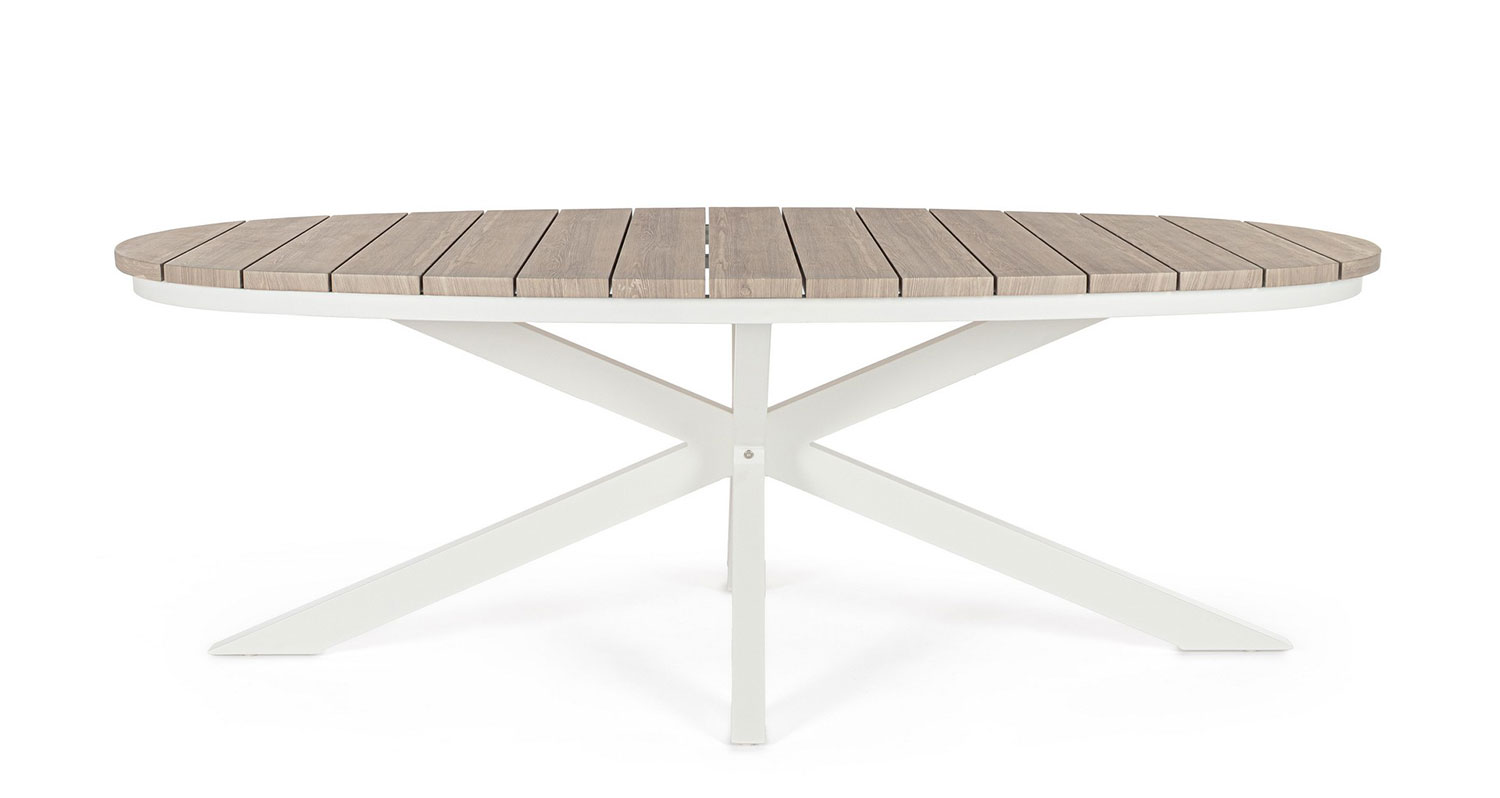 Tavolo Ovale da Giardino 218x115x75h cm in Alluminio e Polywood Zelmar Timber e Vapor...
